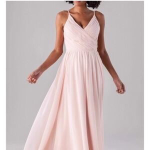 David's Bridal DB StudioChiffon A-line Bridesmaid Gown Size 4 Baby-Pink